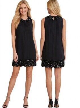BETSEY JOHNSON 100% Silk Sequined Trapeze Cocktail Dress - Size 10